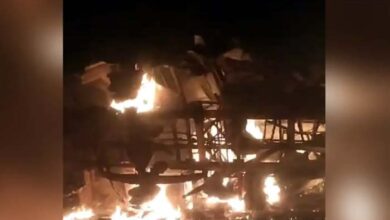 यात्री बस में लगी भीषण आग, जिंदा जलने से 12 लोगों की मौत