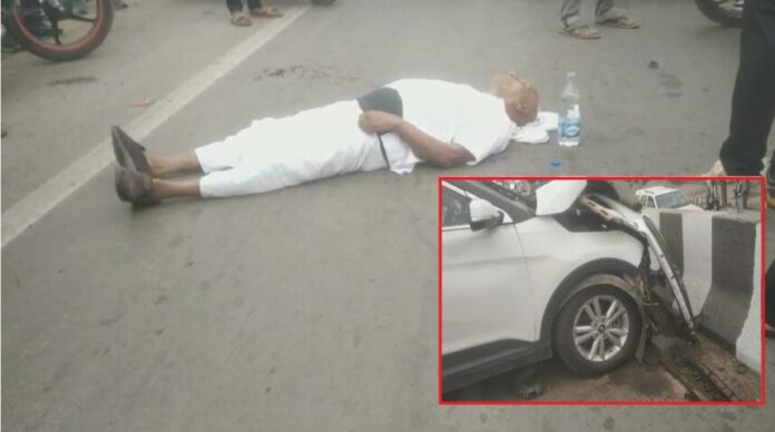 क्रेटा कार ने बुजुर्ग को रौंदा, दोनों घायल