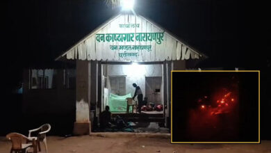 तेंदूपत्ता गोदाम में दूसरी बार हुई अगजनी से तेदूपत्ता जलकर हुआ खाक