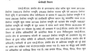 एसईसीएल ने 1585.827 हेक्टेयर वनभूमि को विधिवत सौंपा वन विभाग को एसईसीएल ने 1585.827 हेक्टेयर वनभूमि को विधिवत सौंपा वन विभाग को