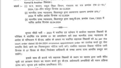 2855 बीएड सहायक शिक्षकों हो जारी हुआ सेवा समाप्ति का नोटिस 2855 बीएड सहायक शिक्षकों हो जारी हुआ सेवा समाप्ति का नोटिस