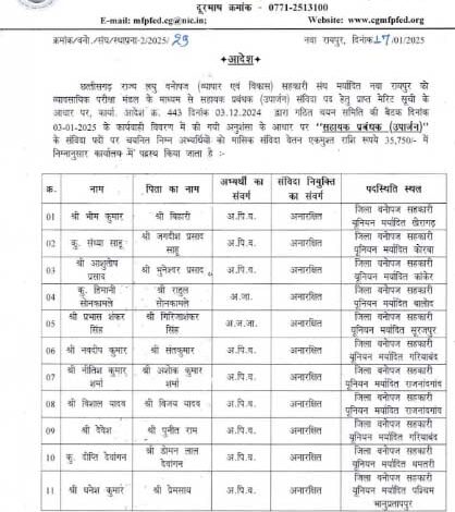 तेंदूपत्ता खरीदी सीजन शुरू होने से पहले 89 सहायक प्रबंधकों की नियुक्ति तेंदूपत्ता खरीदी सीजन शुरू होने से पहले 89 सहायक प्रबंधकों की नियुक्ति