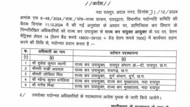 वाणिज्यिक कर विभाग में 30 से ज्यादा अधिकारियों को मिला प्रमोशन वाणिज्यिक कर विभाग में 30 से ज्यादा अधिकारियों को मिला प्रमोशन
