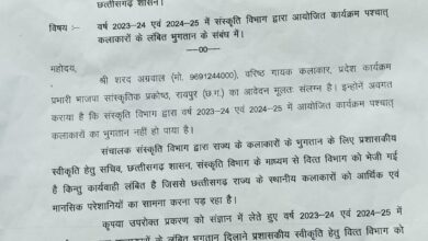 संस्कृति विभाग में पूर्व लंबित भुगतान के लिए कलाकारों के लिए आगे आए सांसद बृजमोहन अग्रवाल