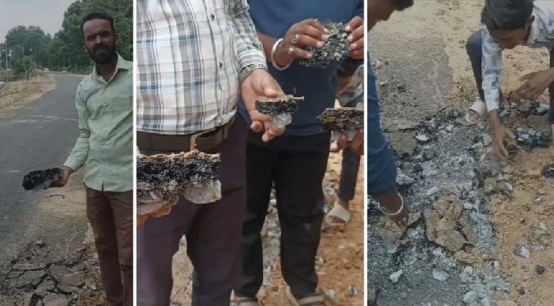 PMGSY के तहत गुणवत्ताहीन सड़क का निर्माण, सड़क की गुणवत्ता पर ग्रामीणों ने उठाए सवाल PMGSY के तहत गुणवत्ताहीन सड़क का निर्माण, सड़क की गुणवत्ता पर ग्रामीणों ने उठाए सवाल