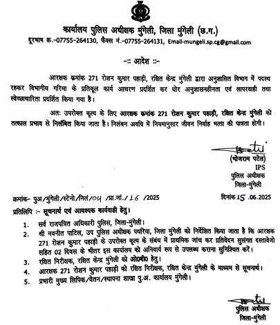 एसपी ने नशेड़ी आरक्षक के खिलाफ की कार्यवाई एसपी ने नशेड़ी आरक्षक के खिलाफ की कार्यवाई