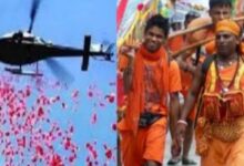 सीएम योगी ने कांवड़ियों पर फूल बरसाए