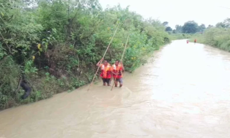 नाला पार करते महिला के हाथ से फिसलकर बच्ची बही नाला पार करते महिला के हाथ से फिसलकर बच्ची बही