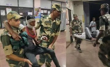 दो मोटरसाइकिलों की टक्कर, मौके पर पहुंचे बीएसएफ के जवान