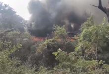 कोयला लोड ट्रक टेलर जलकर खाक