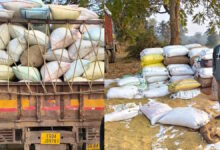 गरियाबंद में अवैध धान तस्करी रोकते हुए 611 कट्टा जब्त