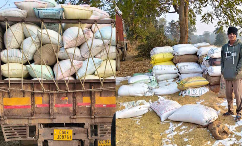 गरियाबंद में अवैध धान तस्करी रोकते हुए 611 कट्टा जब्त