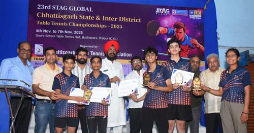 राज्य व अंतर जिला टेबल टेनिस प्रतियोगिता में रायपुर ने जीते सर्वाधिक 10 खिताब