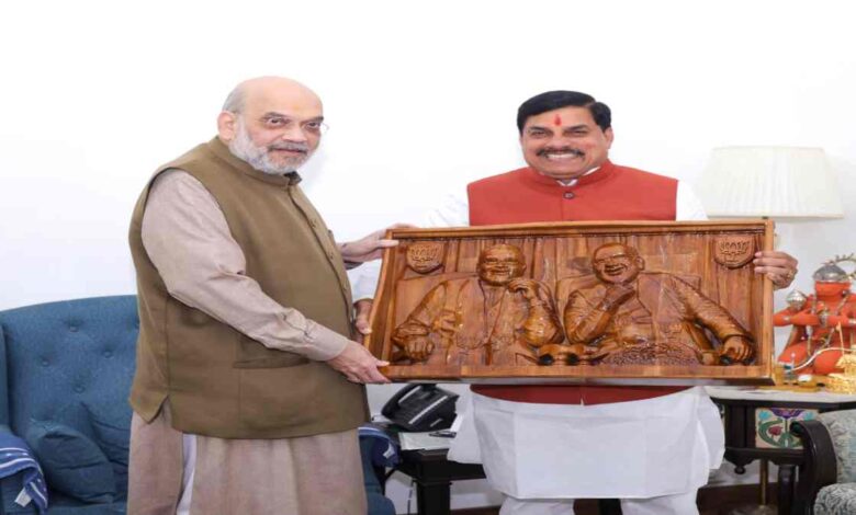 “मुख्यमंत्री ने अमित शाह को पिपरिया की लकड़ी की कलाकृति भेंट की”