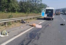 तेज रफ्तार कंटेनर ने बाइक सवार दंपति को मारी टक्कर