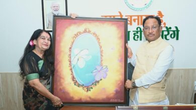 सीएम से इंदिरा कला संगीत विश्वविद्यालय की कुलपति डॉ. लवली शर्मा ने की भेंट