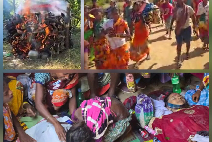 नक्सली माड़वी हिड़मा व पत्नी राजे का पूवर्ती में एक ही चिता में कर दिया गया अंतिम संस्कार