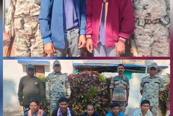 नैमेड-भोपालपटनम थाना क्षेत्र से विस्फोटक के साथ 7 नक्सली गिरफ्तार