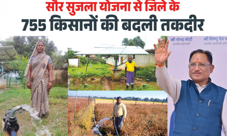सौर सुजला योजना से जशपुर के 755 किसानों के जीवन में आई नई रोशनी……