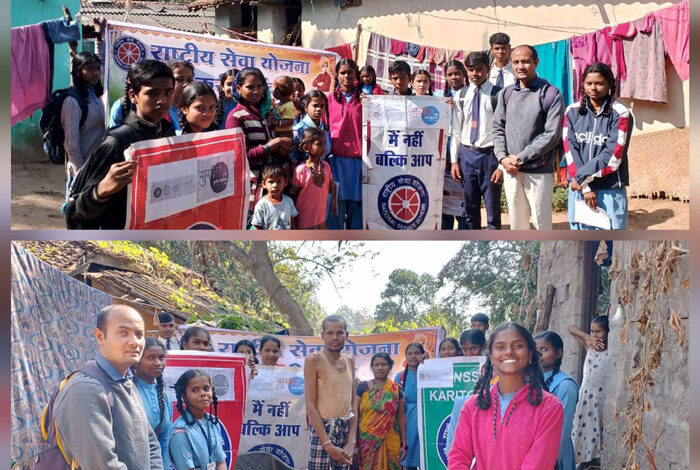 एनएसएस ने मालगांव में चलाया सुरक्षित पारा सुरक्षित लईकामन अभियान, लगाए पोस्टर
