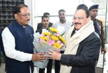 मुख्यमंत्री साय ने केंद्रीय स्वास्थ्य एवं परिवार कल्याण मंत्री नड्डा का किया आत्मीय स्वागत