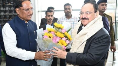 मुख्यमंत्री साय ने केंद्रीय स्वास्थ्य एवं परिवार कल्याण मंत्री नड्डा का किया आत्मीय स्वागत