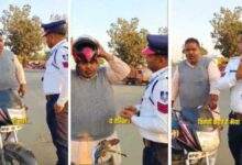 विवेक तिवारी ने हेलमेट न पहनने वाले को सिखाई सड़क सुरक्षा