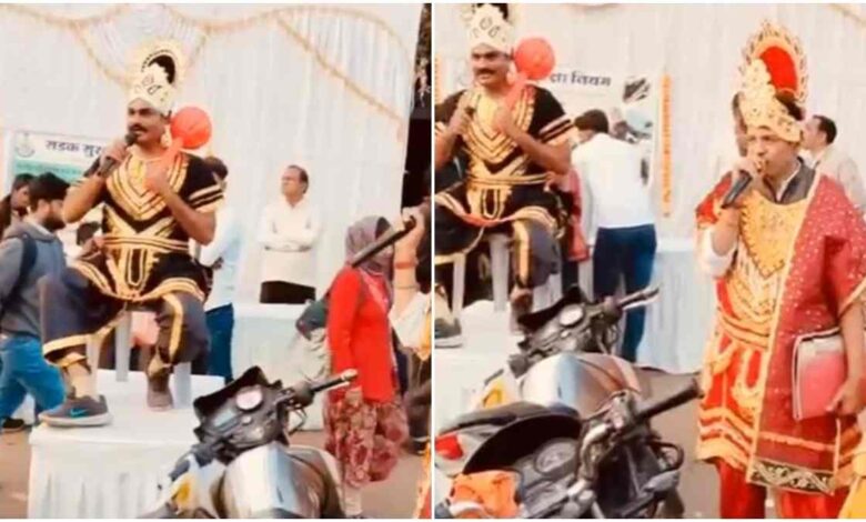 गुना पुलिस का हेलमेट जागरूकता अभियान यमराज और चित्रगुप्त के वेश में सड़क सुरक्षा