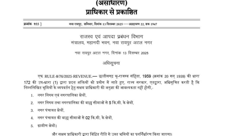 भूमि व्यपवर्तन के लिए अब अनुज्ञा अनुमति की नहीं होगी आवश्यकता भूमि व्यपवर्तन के लिए अब अनुज्ञा अनुमति की नहीं होगी आवश्यकता