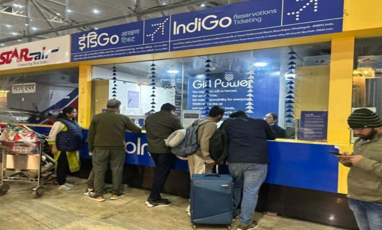 रायपुर में इंडिगो की 6 उड़ानें रद्द यात्रियों में हंगामा रायपुर में इंडिगो की 6 उड़ानें रद्द यात्रियों में हंगामा