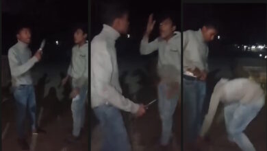 वायरल वीडियो युवक को चाकू दिखाकर माफी मंगवाई