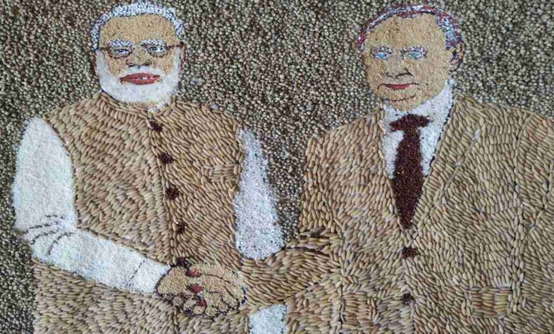 किसान ने अनाज से बनाई पुतिन–मोदी की प्रतिमा भारत का संदेश विश्व तक