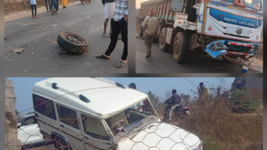 रानवाही में ट्रक-बोलेरो की हुई भिड़ंत, बोलेरो चालक घायल