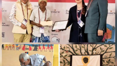 वेंदाता जयपुर लिटरेचर फेस्टिवल में बस्तर के पिसाडूराम की पेंटिंग को ओजस आर्ट अवार्ड-2026 से किया सम्मानित