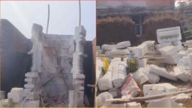 निर्माणाधीन मंदिर के पास जर्जर दीवार गिरी, पति-पत्नी घायल