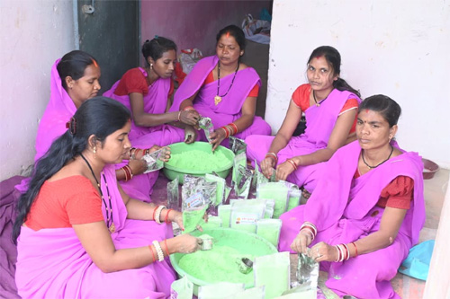 इस बार प्राकृतिक रंगों से रंगीन होगी होली : स्व सहायता समूह की महिलाएं कर रही है प्राकृतिक गुलाल का निर्माण