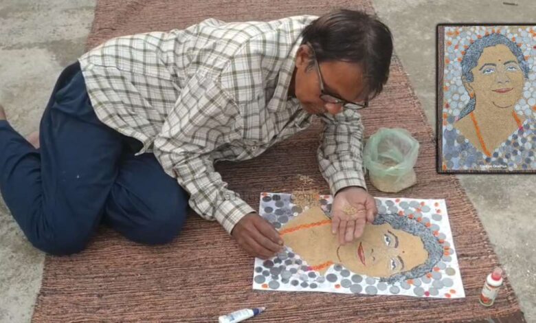 किसान ने अनाज और पुराने सिक्कों से बनाई वित्त मंत्री निर्मला सीतारमण की अनोखी तस्वीर