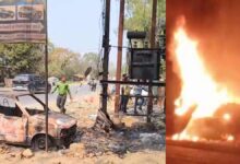 शॉर्ट सर्किट से आग लगी, कार और कचरा जलकर राख