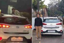भोपाल में चलती कार की छत पर खतरनाक स्टंट, ट्रैफिक पुलिस ने युवक को गिरफ्तार