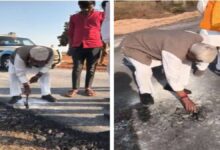 गुना में सड़क निर्माण की जांच में भाजपा विधायक ने खुद परखी गुणवत्ता, गिट्टी उखड़ने पर भड़के