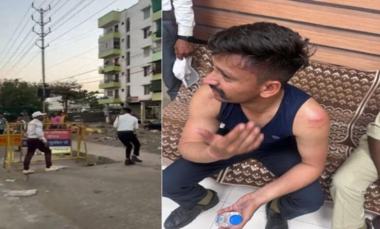 बस रोकने पर रेलवे कर्मचारियों ने ट्रैफिक सिपाही को जमकर पीटा