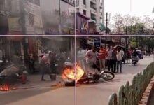 ब्रेकिंग : कटोरा तालाब में बाइक में लगी आग