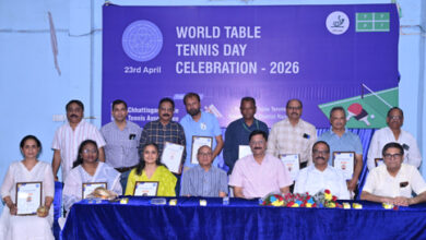 वर्ल्ड टेबल टेनिस डे समारोह में वरिष्ठ खिलाडिय़ों का सम्मान
