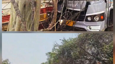 यात्री बस व ट्रक के बीच आमने-सामने की हुई भिड़ंत, बस के 12 यात्री घायल