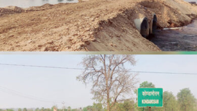 अवैध रेत निकालने इंद्रावती नदी के भीतर 200 मीटर लंबी सड़क बनाई