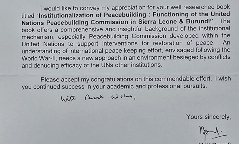 IPS सिंह ने लिखी संयुक्त राष्ट्र के भीतर शांति बहाली के प्रयासों पर बुक, अजीत डोभाल ने दी बधाई