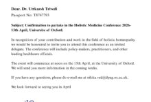लंदन में आयोजित होलिस्टिक मेडिसिन कॉन्फ्रेंस में शामिल होंगे डॉक्टर उत्कर्ष त्रिवेदी