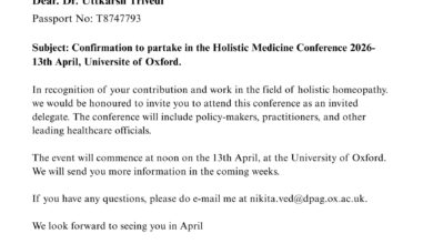 लंदन में आयोजित होलिस्टिक मेडिसिन कॉन्फ्रेंस में शामिल होंगे डॉक्टर उत्कर्ष त्रिवेदी