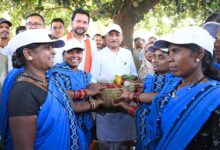 सरोधी में महिला स्व सहायता समूह ने मुख्यमंत्री को भेंट की स्थानीय उत्पादों की टोकरी