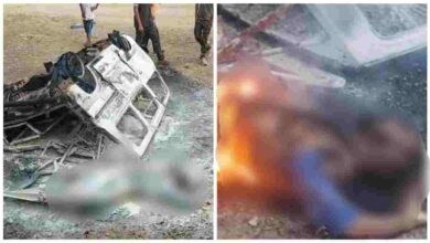 बालाघाट सड़क हादसा पलटी एम्बुलेंस में लगी भीषण आग, चालक की दर्दनाक मौत बालाघाट सड़क हादसा पलटी एम्बुलेंस में लगी भीषण आग, चालक की दर्दनाक मौत
